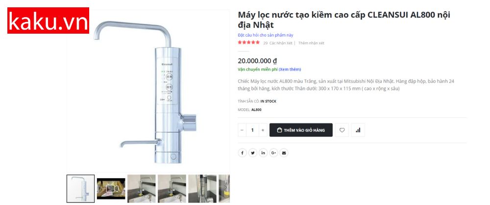 Máy lọc nước  tạo kiềm Mitsubishi CLEANSUI AL800