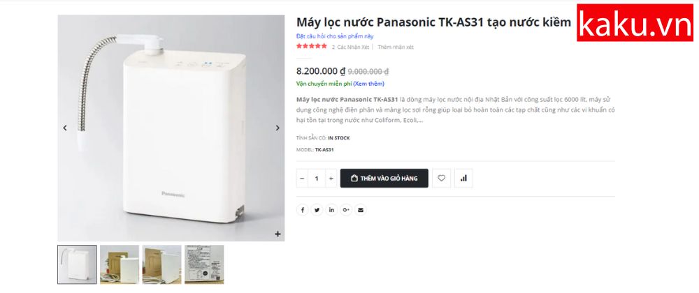 Máy lọc nước  tạo kiềm Panasonic TK-AS31