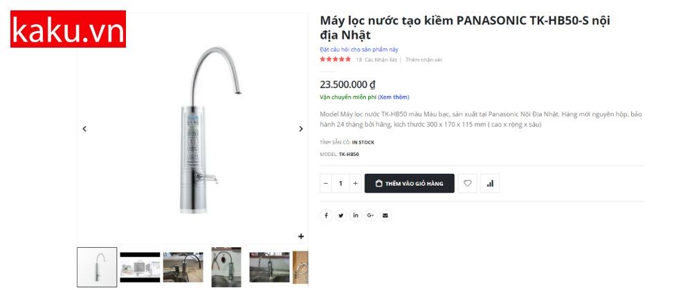 Máy lọc nước tạo kiềm PANASONIC TK-HB50-S