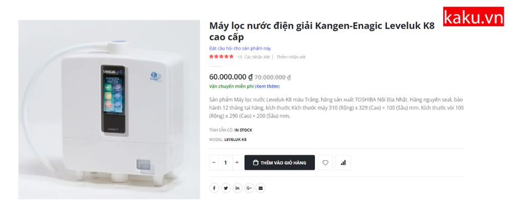 Máy lọc nước Kangen Leverluk K8 