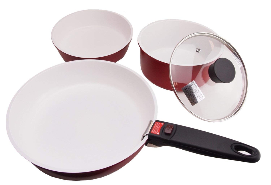 Bộ nồi chảo gốm CERAMIC 5 món tay kẹp di động 1 Bộ nồi chảo gốm CERAMIC 5 món tay kẹp di động