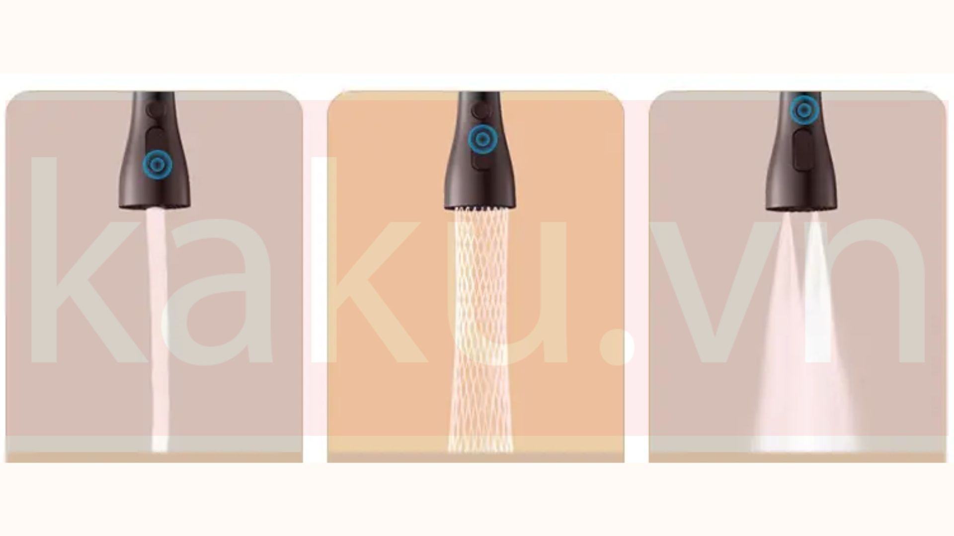 đầu vòi có 3 chế độ nước