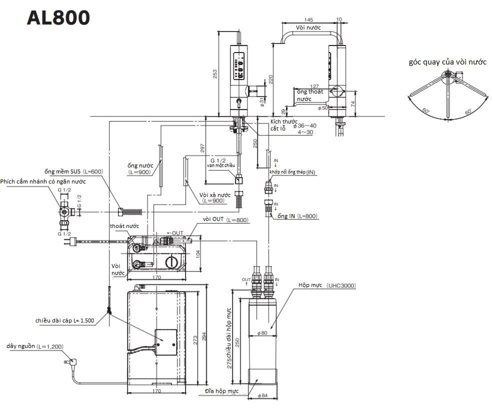 Hướng dẫn sử dụng và lắp đặt máy lọc nước cleansui AL800