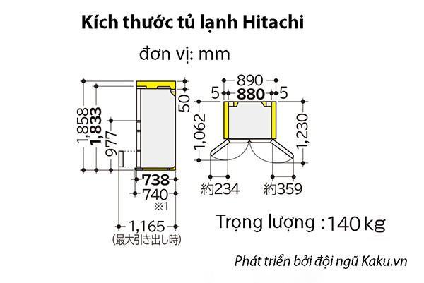 Kích thước tủ lạnh nhật