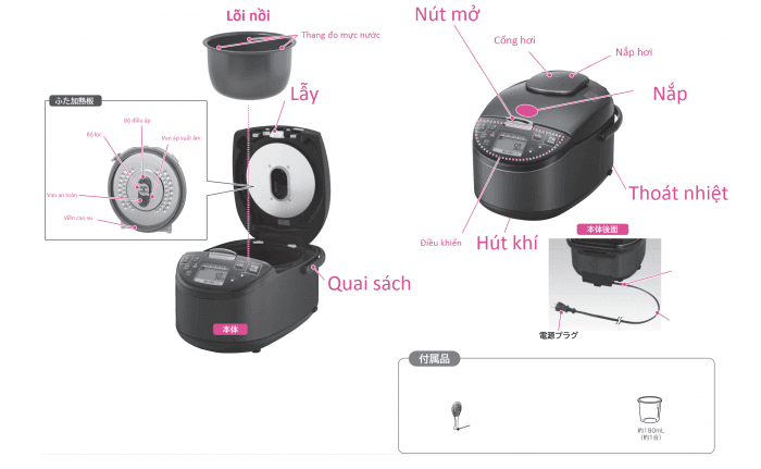 Hướng dẫn sử dụng nồi cơm HITACHI RZ-H10BJ nội địa Nhật 1 hàng nhật nội địa - kaku.vn