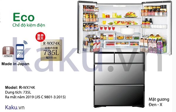 Đánh giá tủ lạnh Hitachi R-WX74K nội địa Nhật năm 2019 3 tủ lạnh r-wx74k