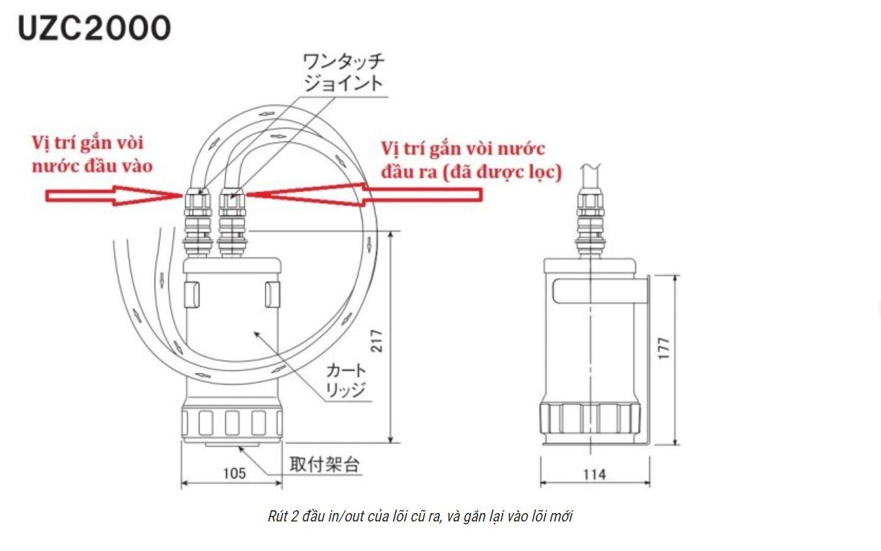 Lõi lọc nước Cleansui UZC2000 nội địa Nhật 3 uzc2000