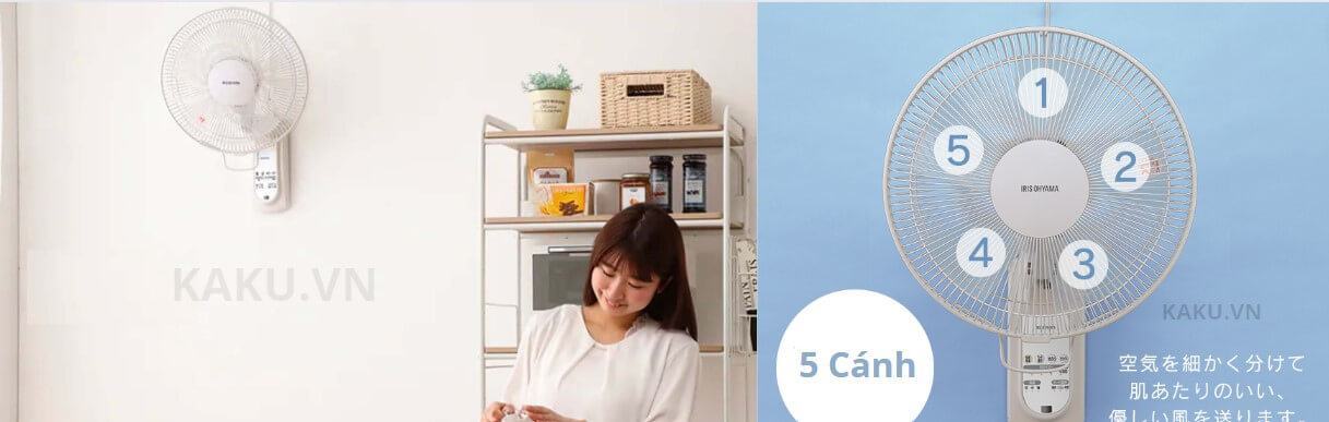 Quạt treo tường IRIS OHYAMA WFC-306 nội địa Nhật 5 5 cánh quạt siêu mát