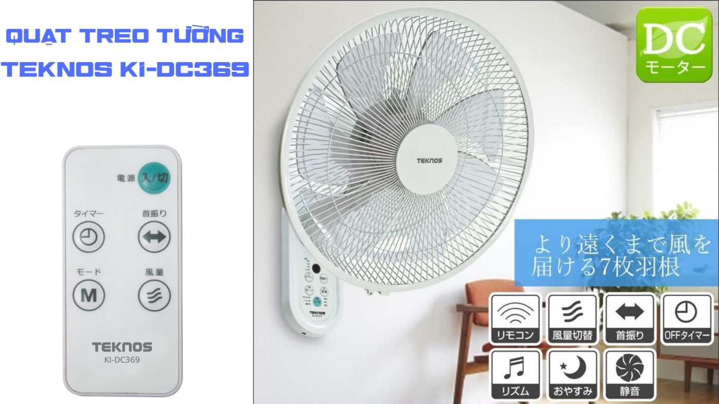 Quạt treo tường TEKNOS KI-DC369 nội địa Nhật 10 quat-treo-tuong-TEKNOS-KI-DC369
